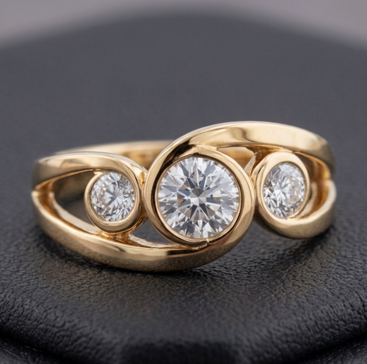 Retro Gold Spiral Zirconia Band