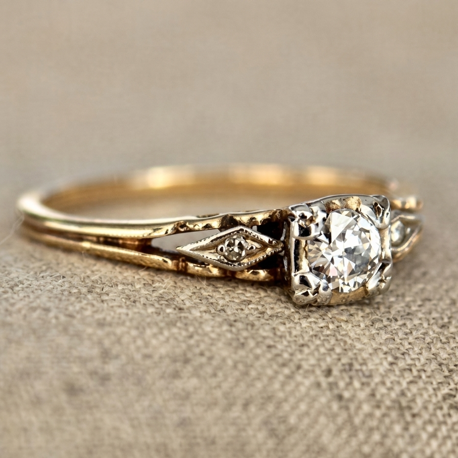 Antique Style Gold Zirconia Ring