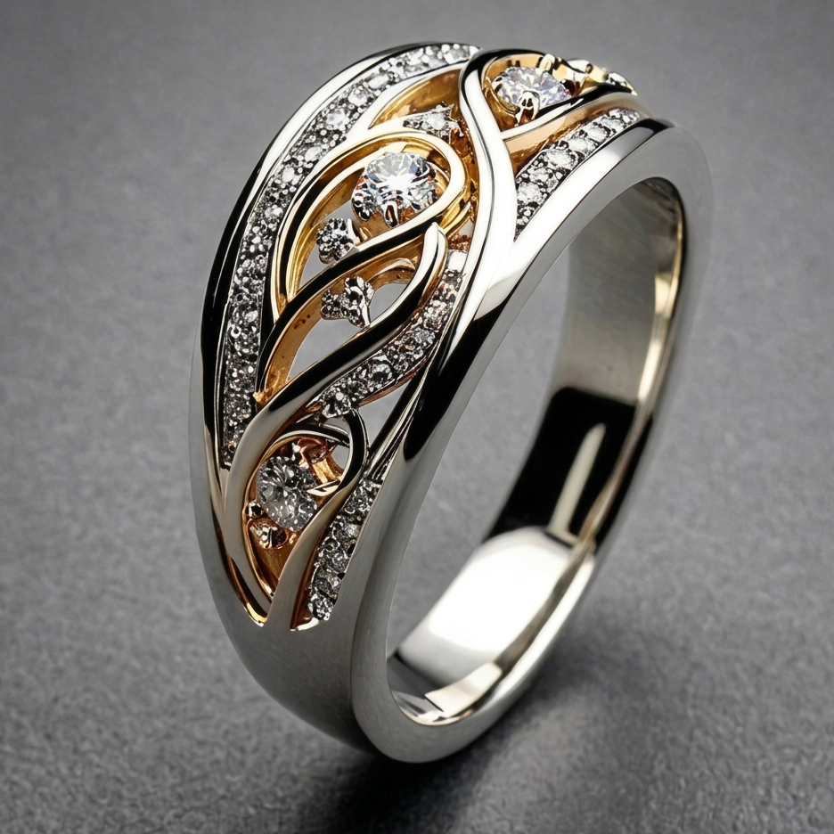 Gold and Silver Hoop Band