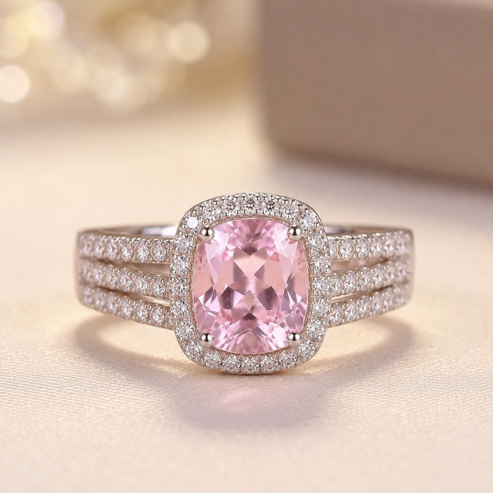 Gold Amethyst Halo Ring