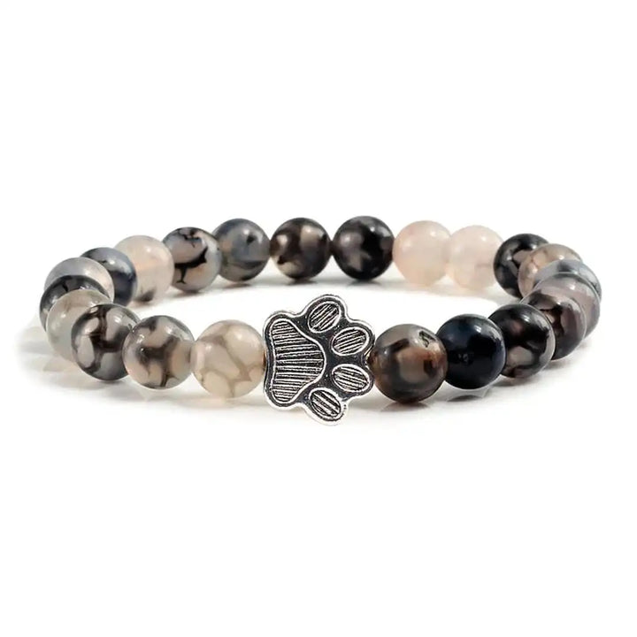 Natural Stone Paw Print Bead Bracelet