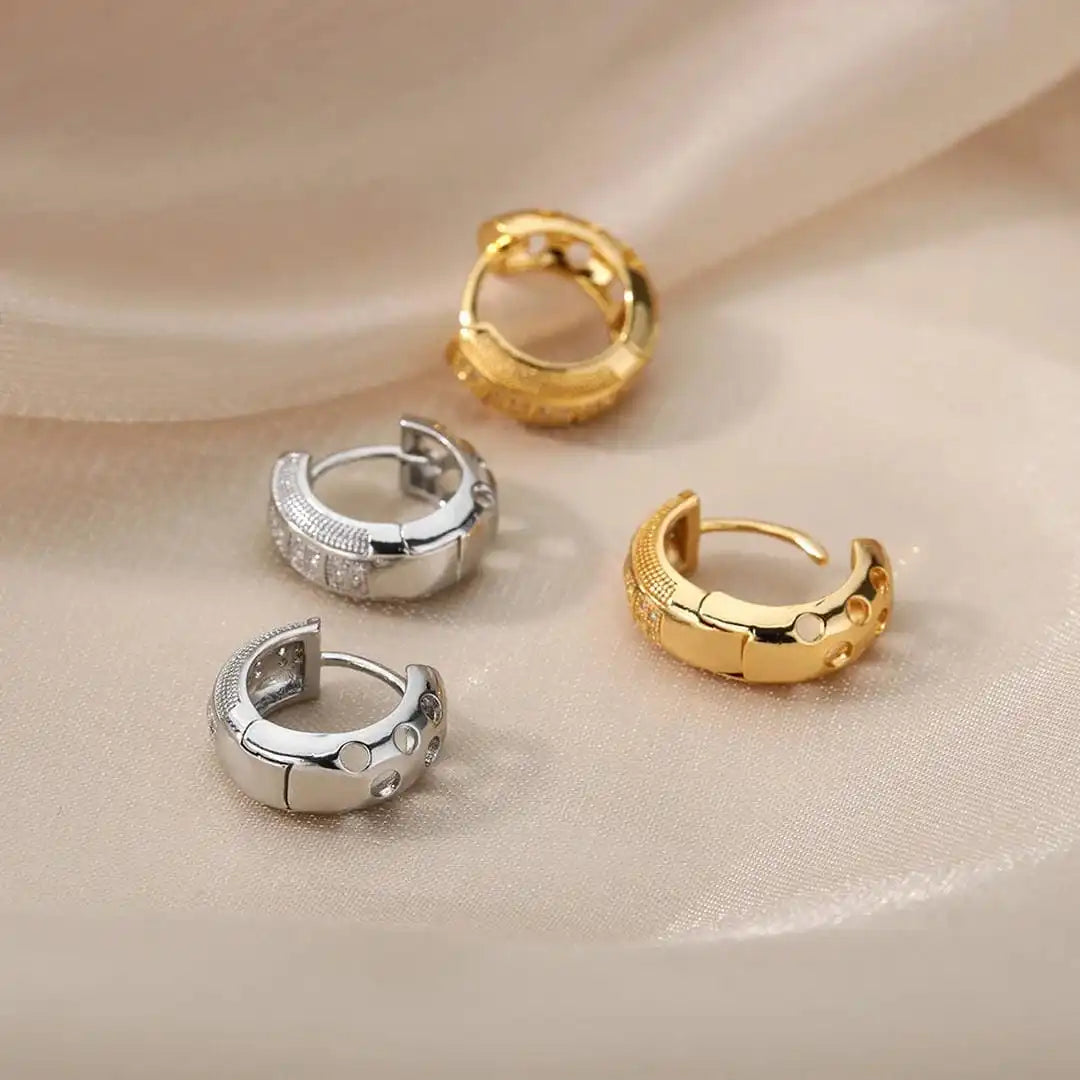 Timeless Hoop Earrings with Cubic Zirconia Accents