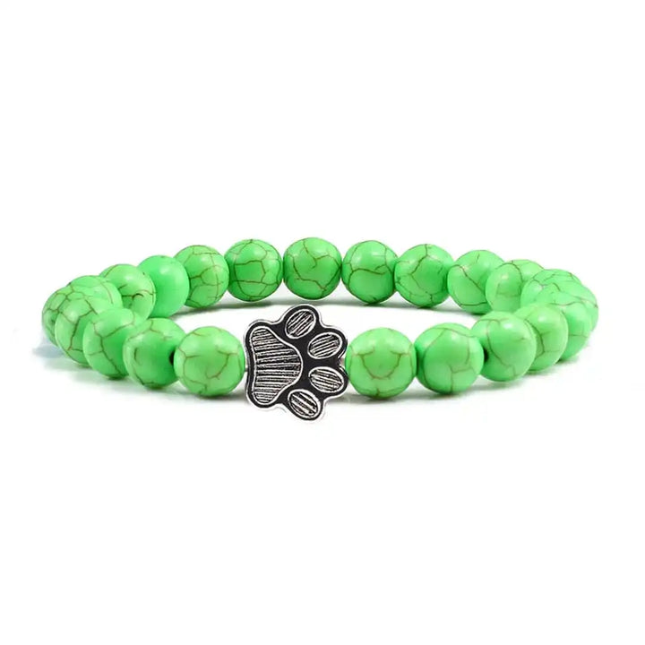 Natural Stone Paw Print Bead Bracelet