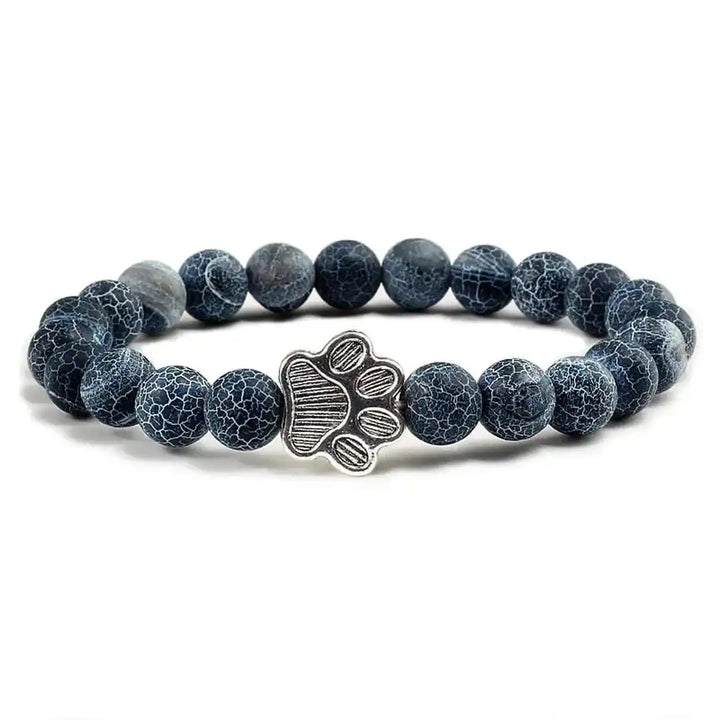 Natural Stone Paw Print Bead Bracelet