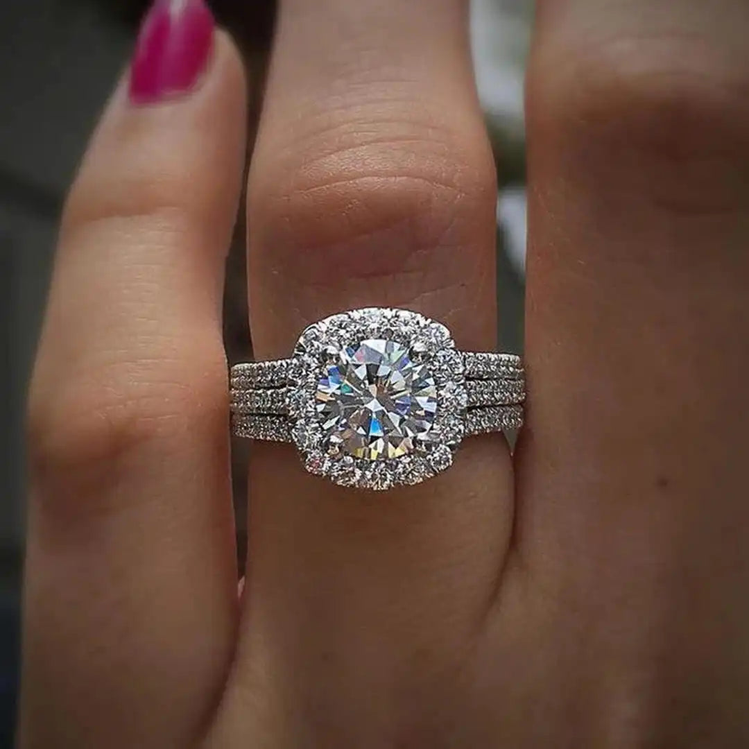 Cushioned Pavé Halo Statement Ring
