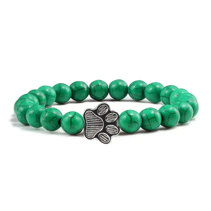 Natural Stone Paw Print Bead Bracelet