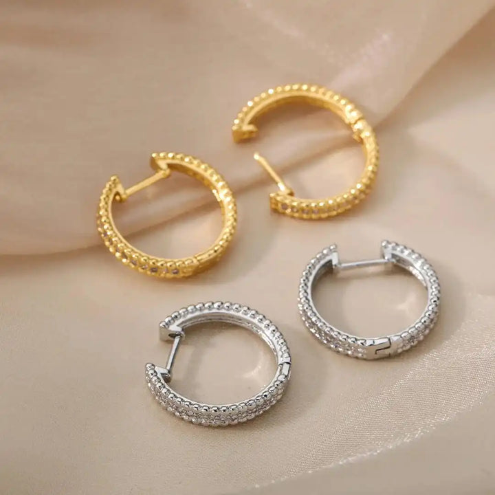 Decorative Crystal Hoop Earrings