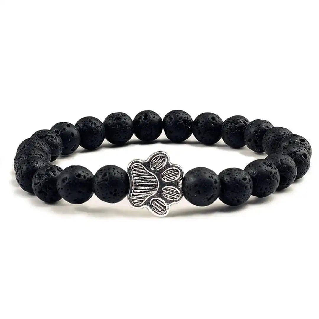 Natural Stone Paw Print Bead Bracelet