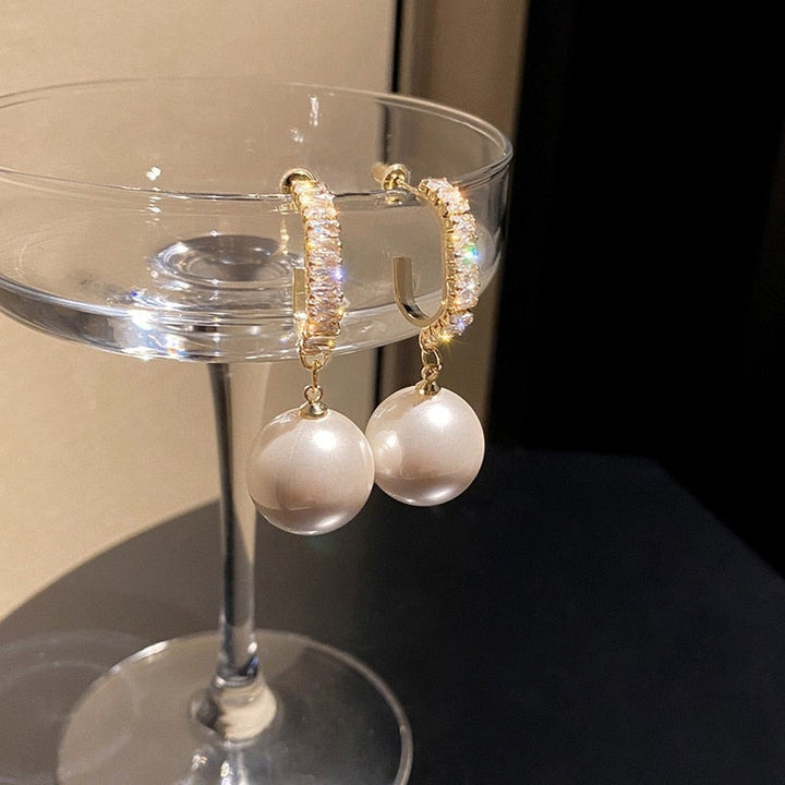 Sophisticated Pearl and Zirconia Earrings