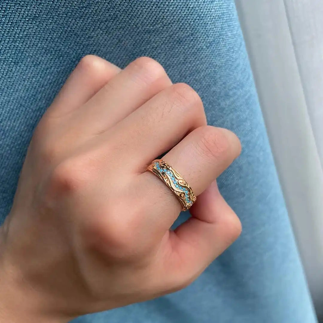 Vintage Rose Gold Turquoise Ring