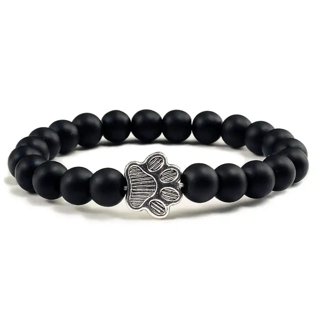 Natural Stone Paw Print Bead Bracelet