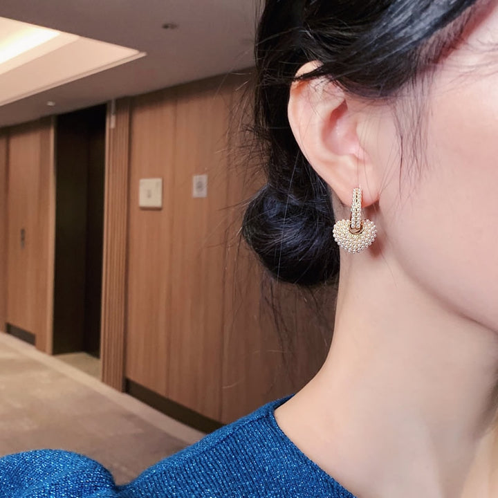 Heart-Shaped Pearl Earrings