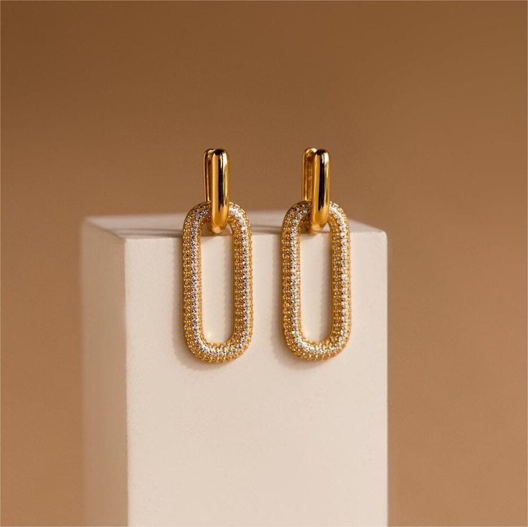 Vintage-Inspired Rhinestone Geometric Hoop Earrings