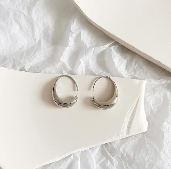 Gold and Silver Oval Hoop Earrings