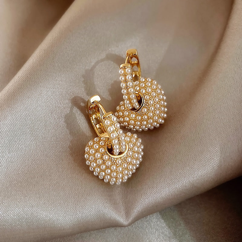Heart-Shaped Pearl Earrings