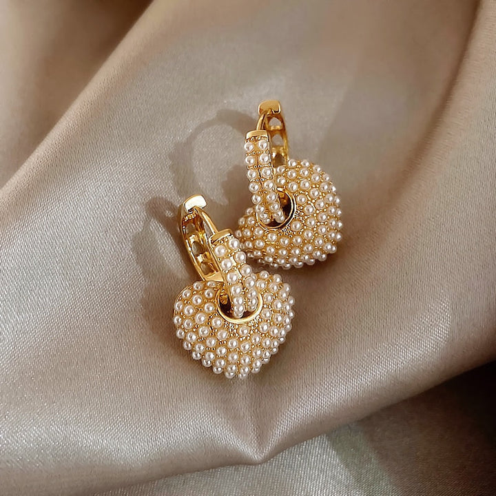 Heart-Shaped Pearl Earrings