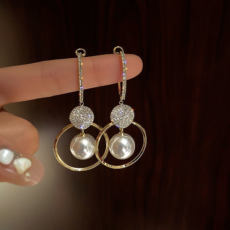 Sophisticated Earrings Adorned with Cultured Pearls and Zirconia