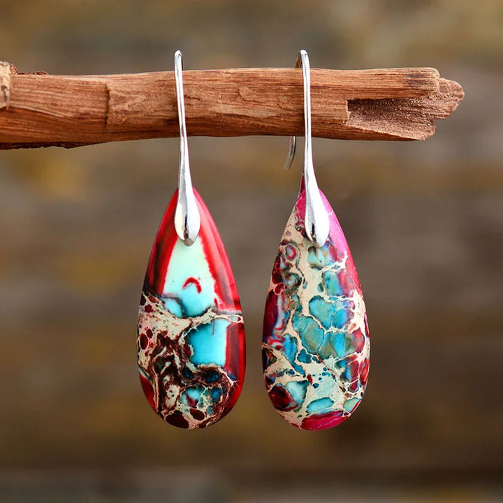 Aqua Fire Teardrop Earrings
