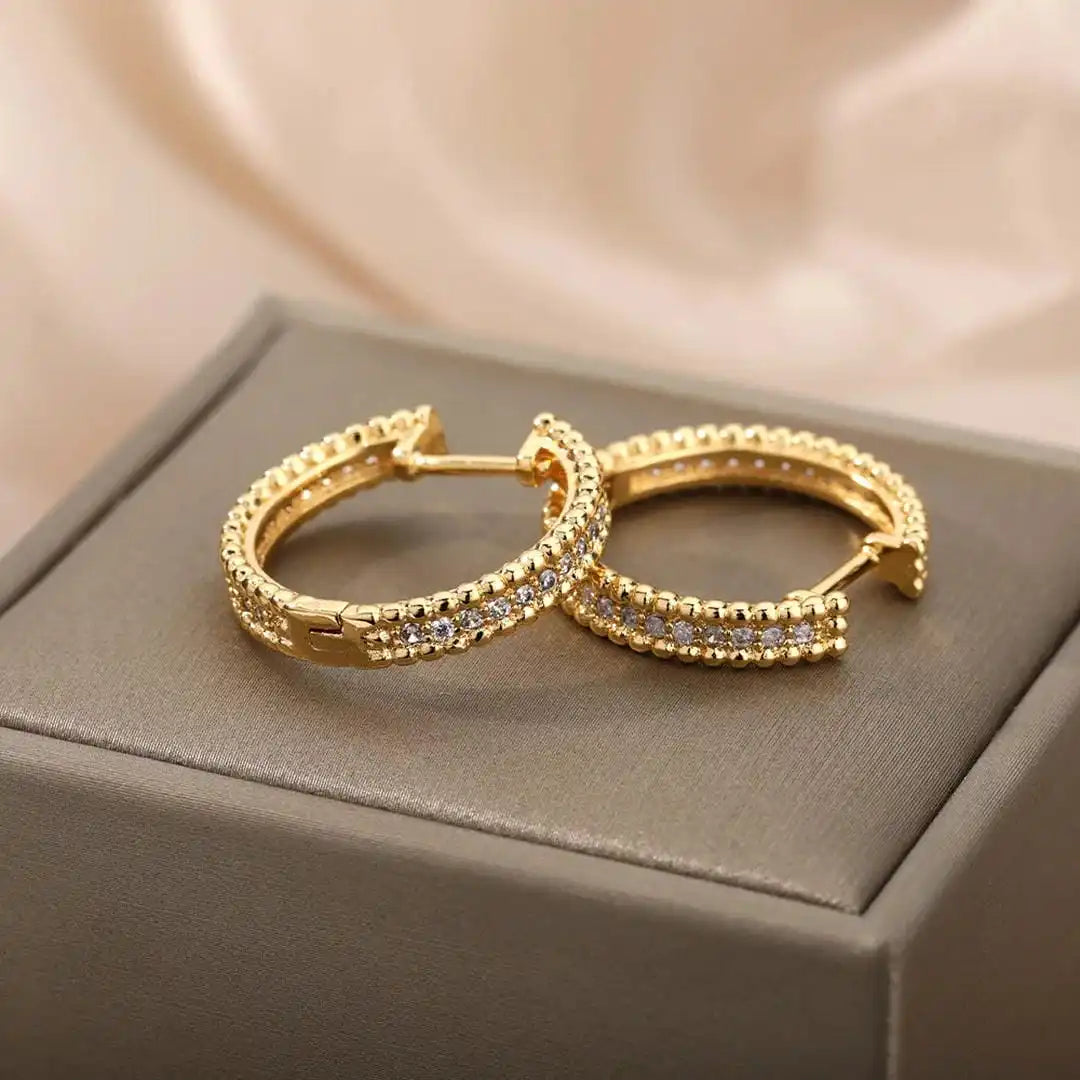 Decorative Crystal Hoop Earrings