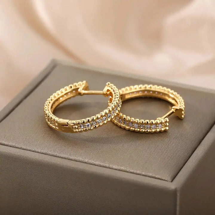 Decorative Crystal Hoop Earrings