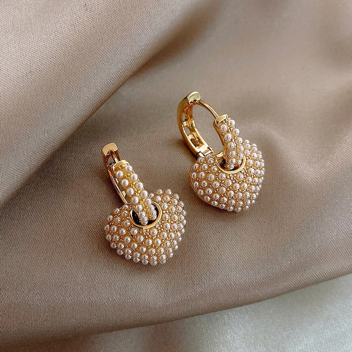 Heart-Shaped Pearl Earrings