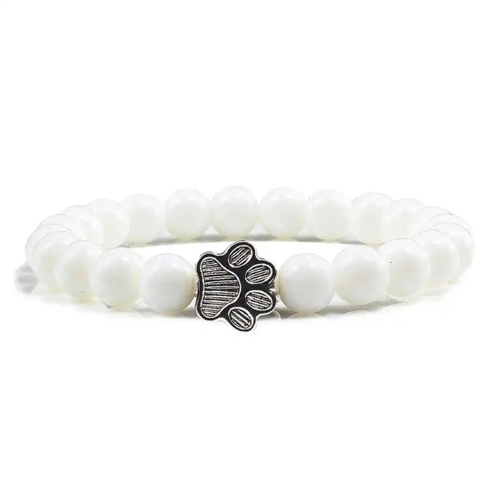 Natural Stone Paw Print Bead Bracelet