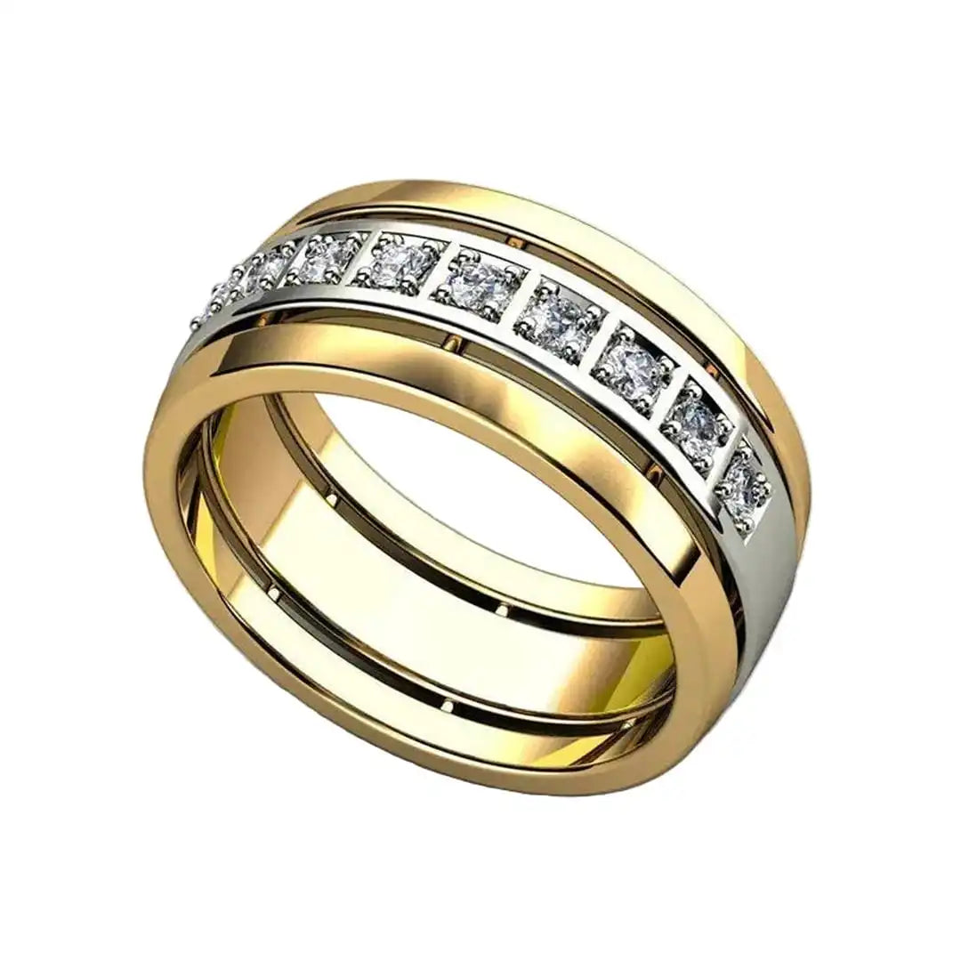 Two-Tone Gold Cubic Zirconia Ring