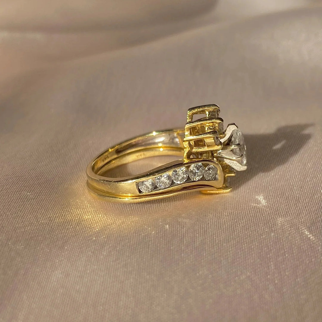 Antique Gold Inlaid Zirconia Band