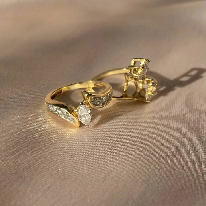 Antique Gold Inlaid Zirconia Band