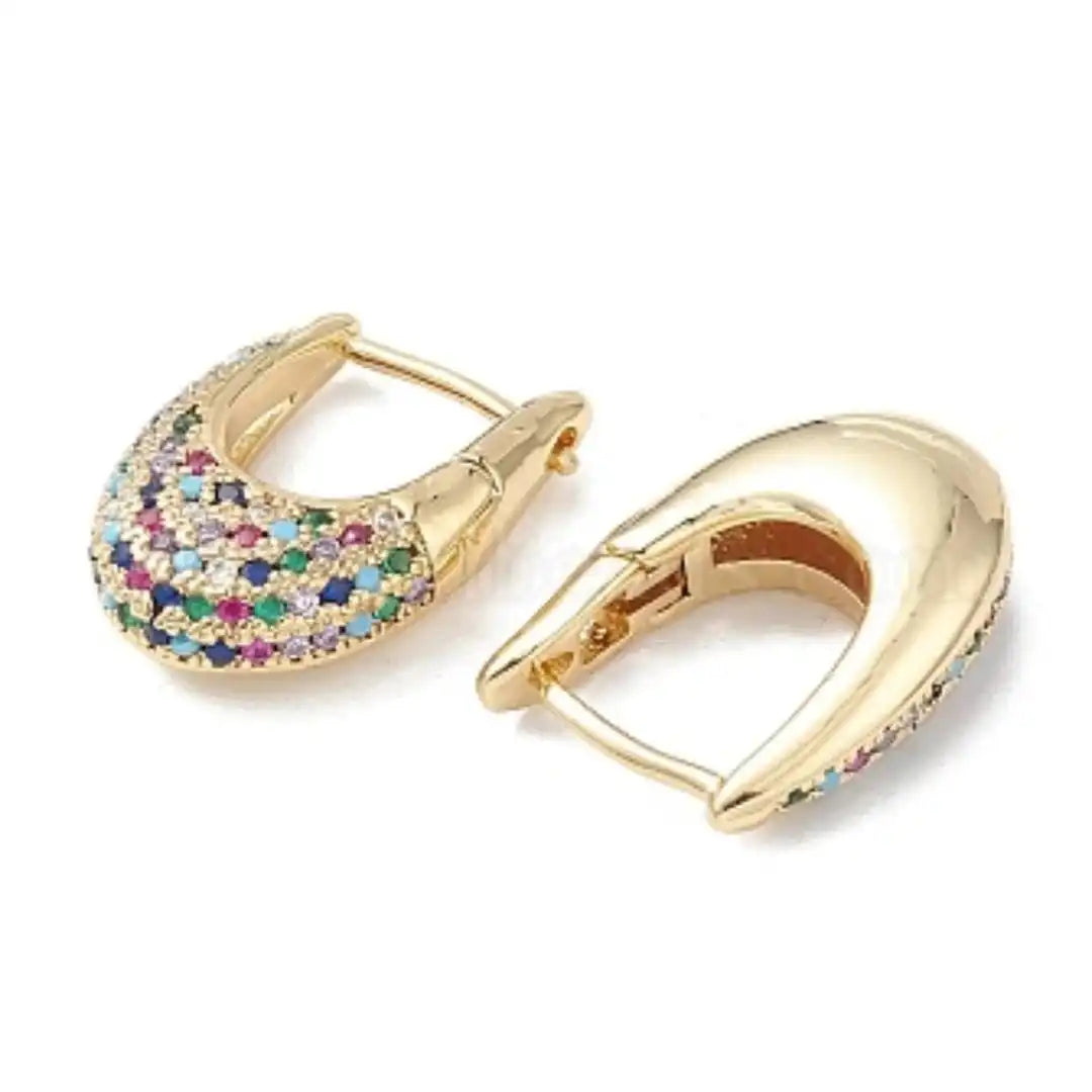 Chic Colorful Gemstone Inlay Earrings