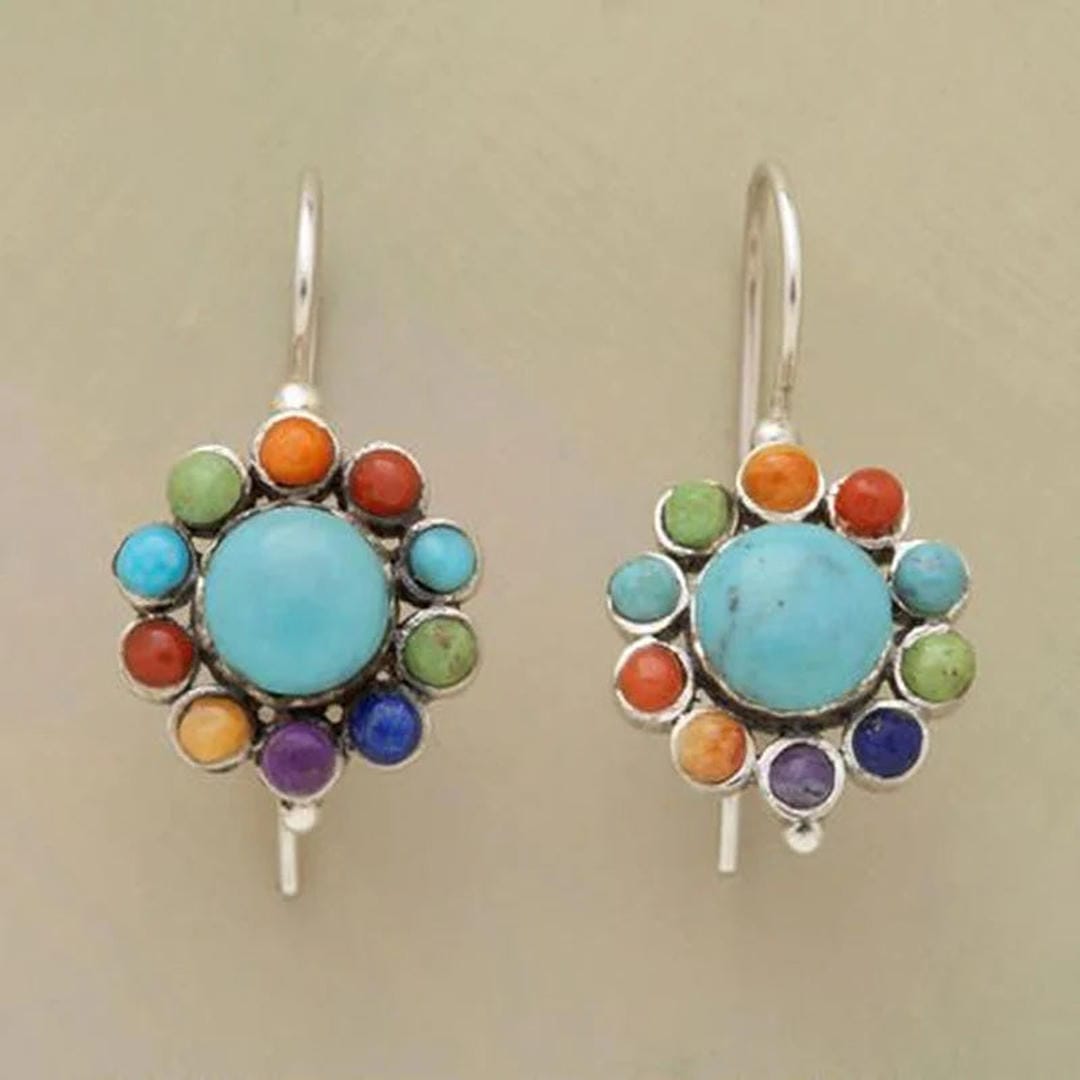 Vintage-Inspired Turquoise Hoop Earrings by Iris