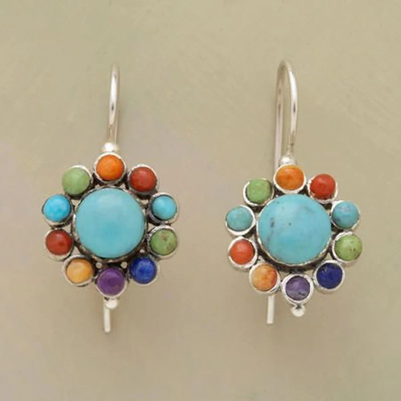 Iris - Vintage-Inspired Turquoise Hoop Earrings