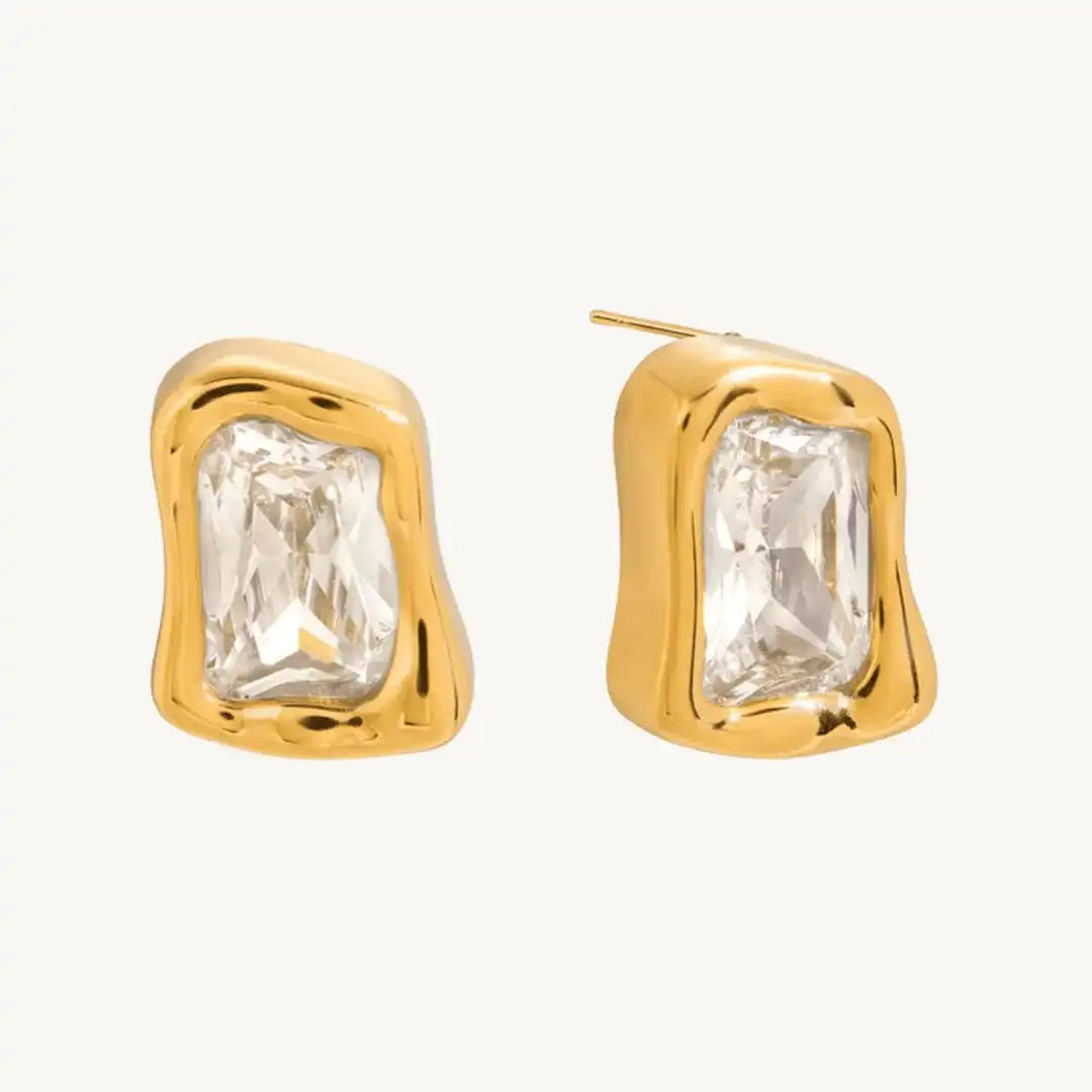 Timeless Square Zircon Earrings in Classic Gold