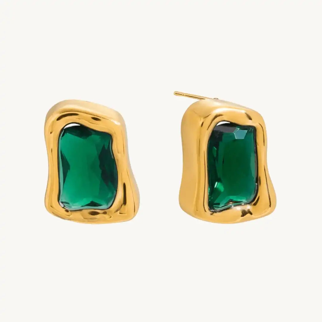Timeless Square Zircon Earrings in Classic Gold