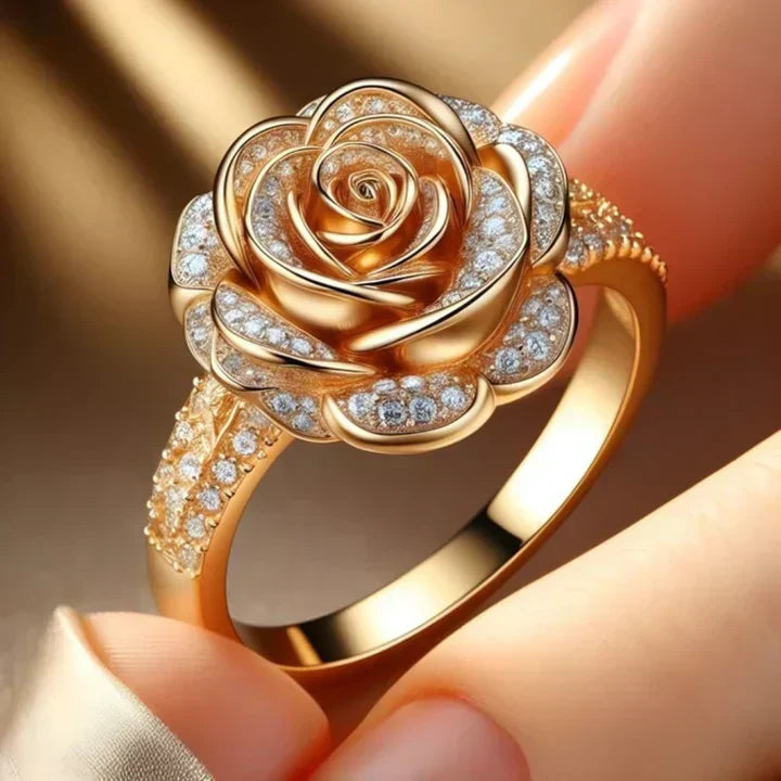 Rose Gold Ring Adorned with Zirconia Crystals