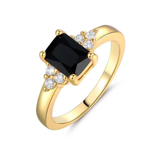 Black Spinel Baguette Band Ring