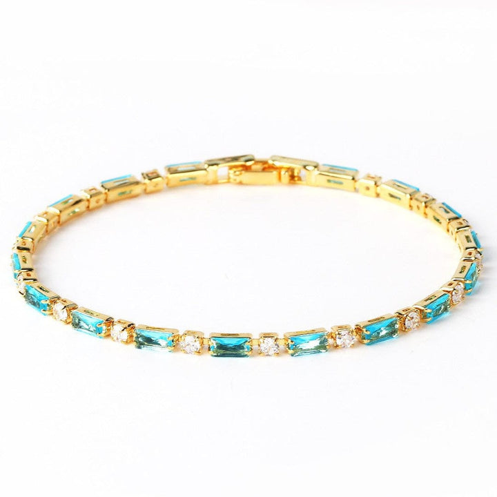 Turquoise Gemstone Bracelet Featuring Gold Zircon Details