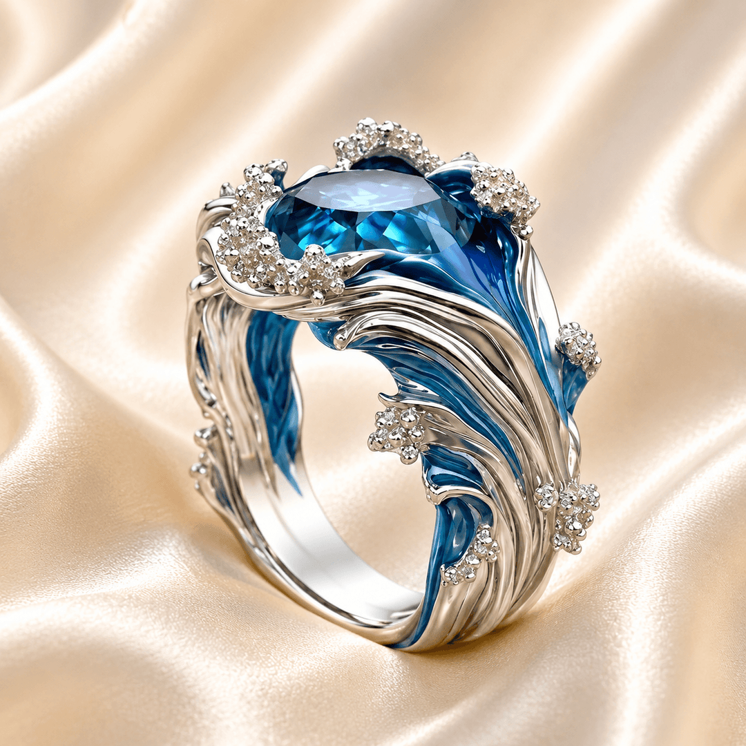 Azure Wave Emerald Ring