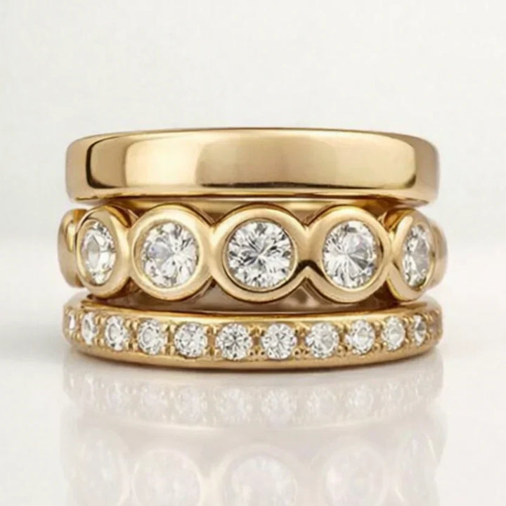 Gold Band with Zirconia Detailing