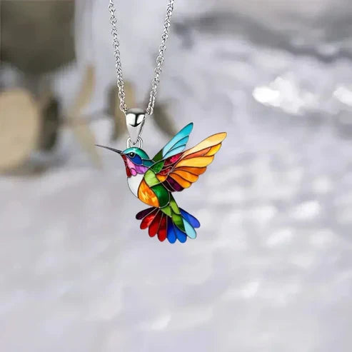 Stunning Hummingbird Pendant Necklace with Complimentary Earrings