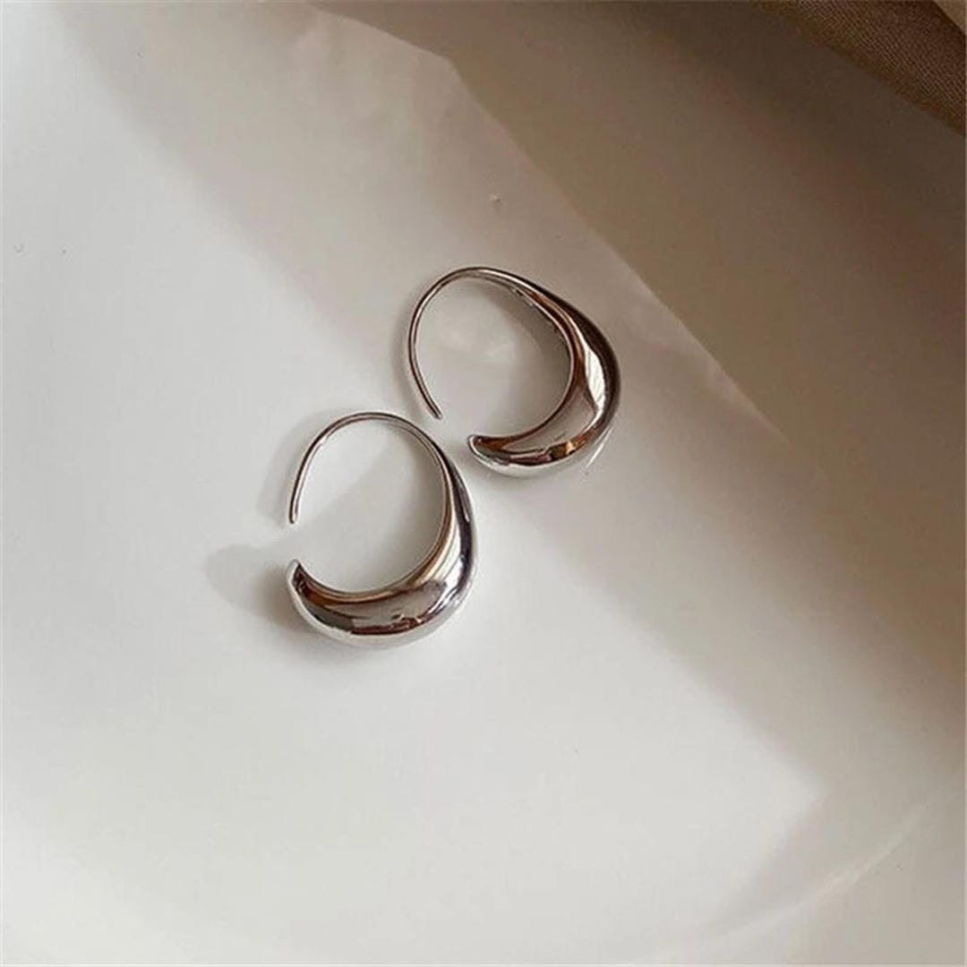 Gold and Silver Oval Hoop Earrings