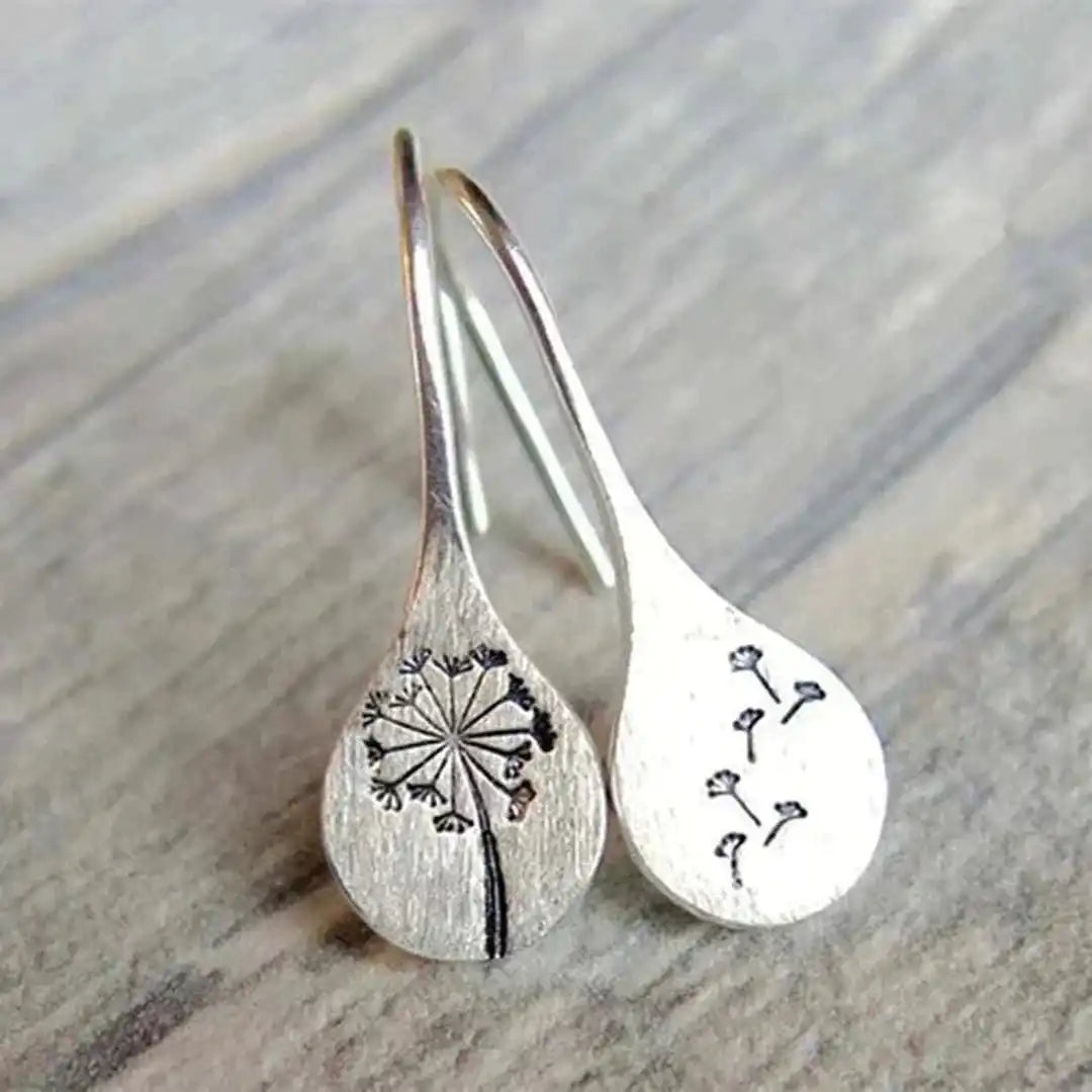 Vintage Floral Silver Earrings