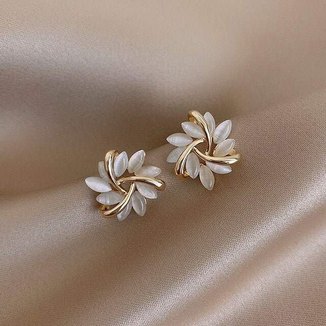 Sonja Graceful White Opal Earrings
