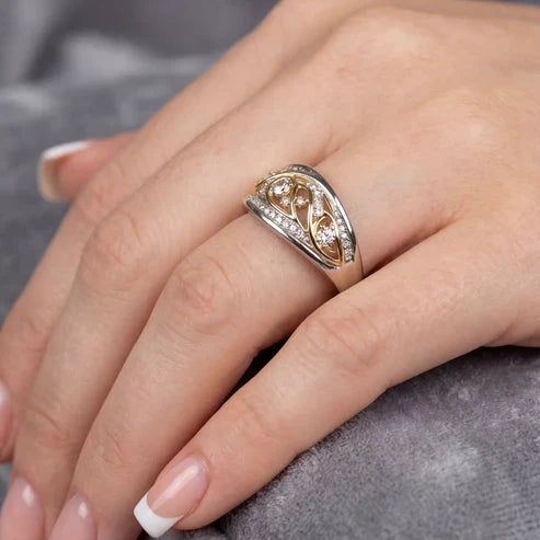 Hollow Gold-Plated Silver Ring