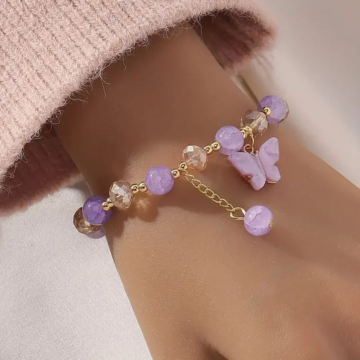 Lovely Butterfly Beaded Stretch Bracelet