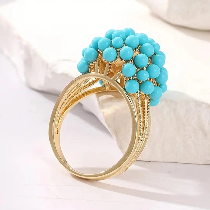 Bohemian Layered Ring Featuring Turquoise Bead Accents