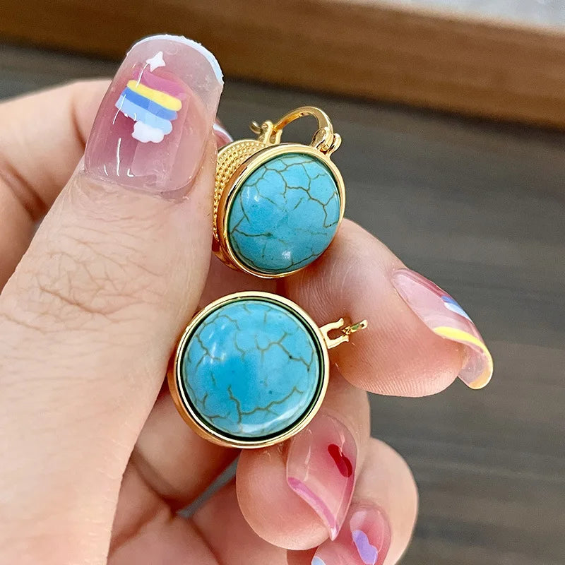 Stylish Vintage Turquoise Geometric Stud Earrings