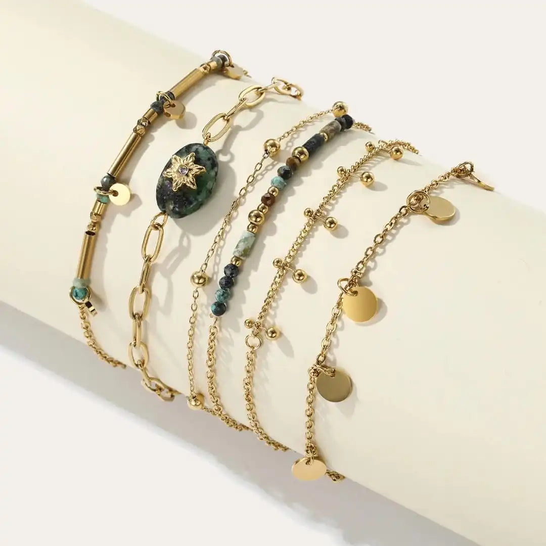 Golden Lava Turquoise Bracelet Set