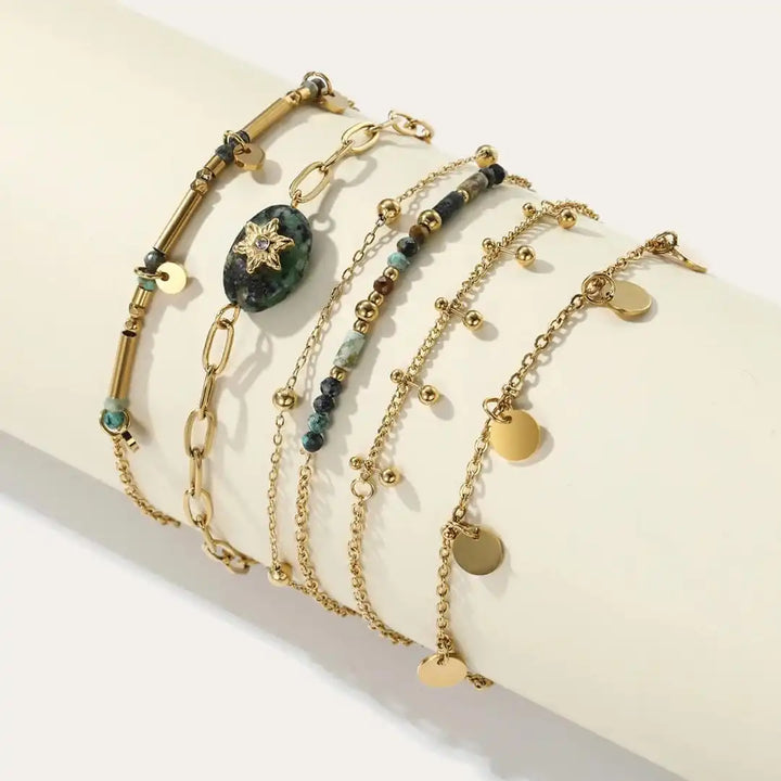 Golden Lava Turquoise Bracelet Set