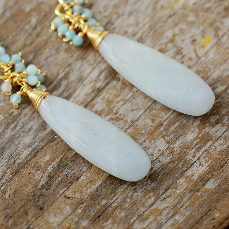 Elegant Amazonite and Gold Drop Earrings